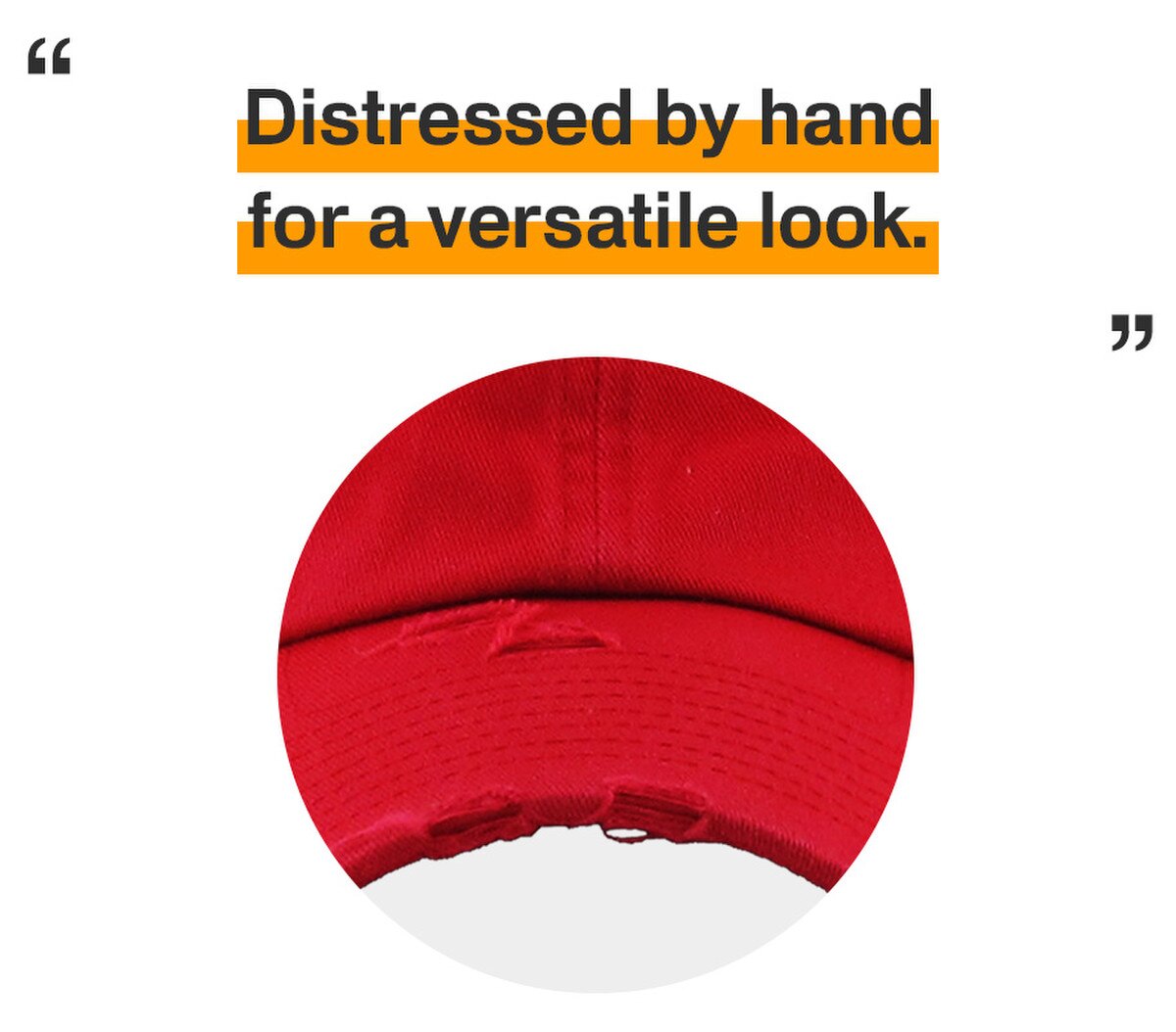 Red Distressed Vintage Baseball Cap Front View